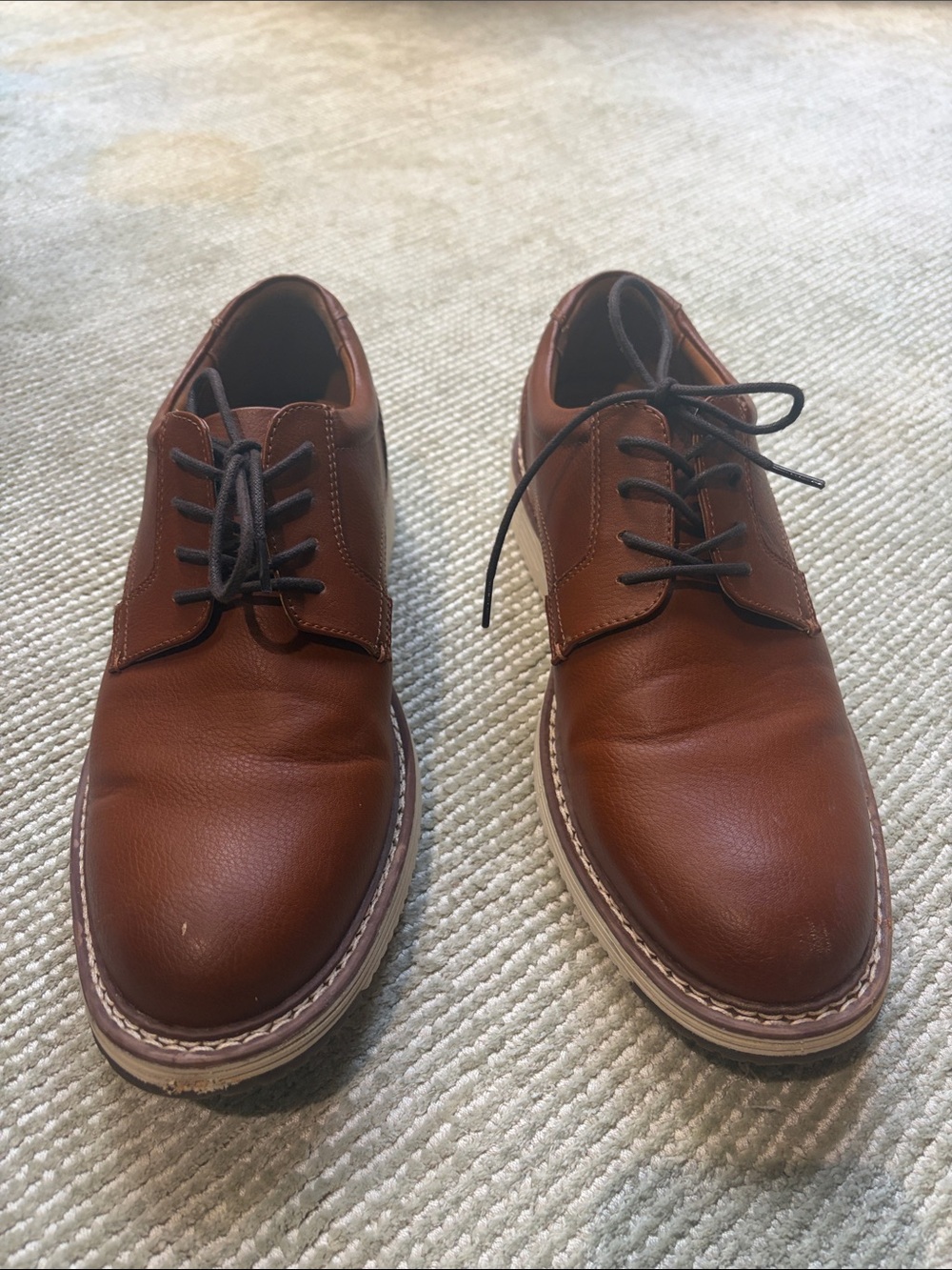 Nordstrom Rack Men's Cognac Leather Oxfords Size 9 Casual Dress Shoes